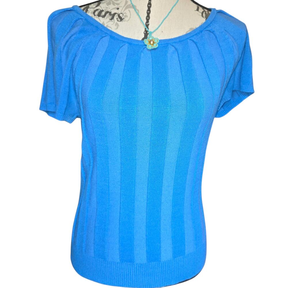 Y2k Style Coquette George Blue Ribbed Top Size L